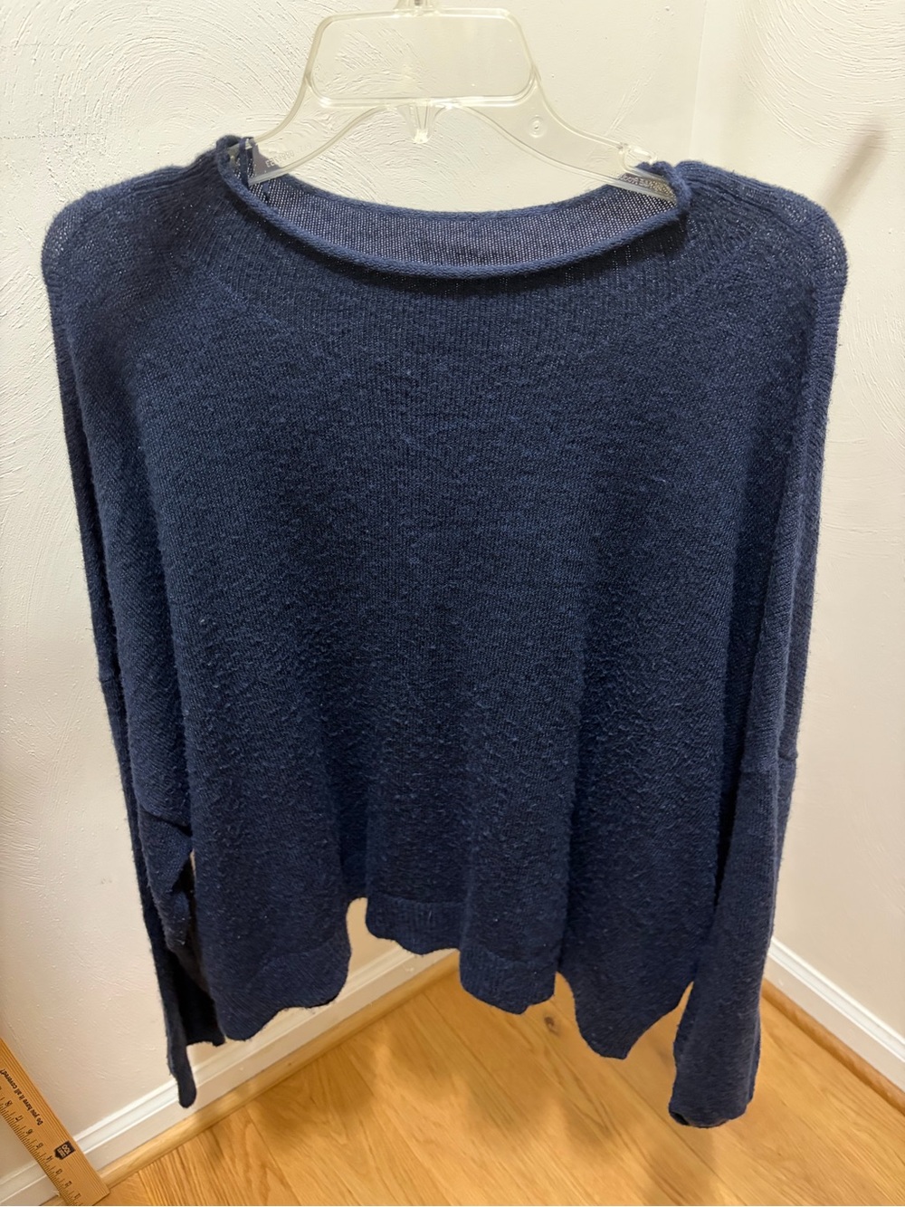 Relaxed Cowl-Neck Sweater in Navy